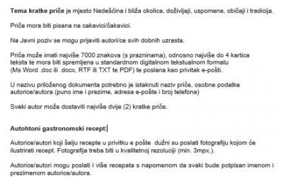 Javni poziv za kratku priču i autohtoni gastronomski recept traje do 31.kolovoza