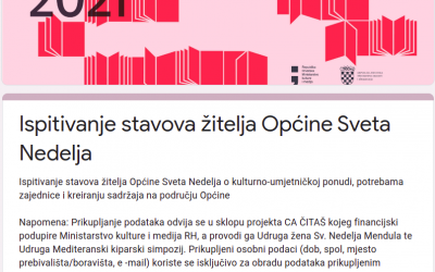 Ispitivanje stavova žitelja Općine Sveta Nedelja o kulturno-umjetničkoj ponudi, potrebama zajednice i kreiranju sadržaja na području Općine Sveta Nedelja