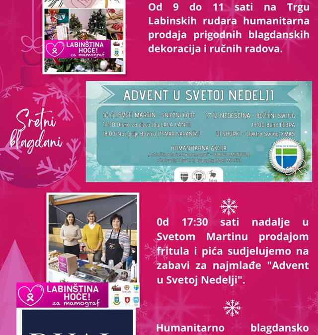 Udruga “Mendula” 10. prosinca na dva događanja u sklopu humanitarne akcije za mamograf